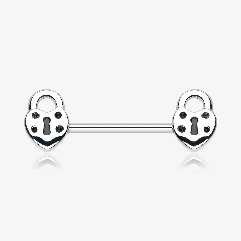 Heart Locket Nipple Ring 14G 316L Stainless Steel Barbell - Single Bar Only